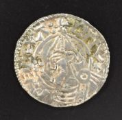 Cnut hammered silver penny. Helmet type London 'Aelfget Lunddem', VF