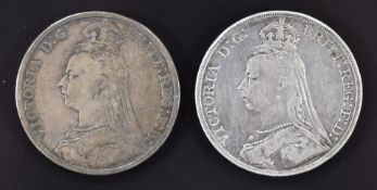 Two Queen Victoria Jubilee crowns 1891 and 1892