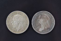 Queen Victoria 1896 crown and a George V 1935 'rocking horse' crown