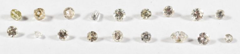 A collection of loose diamonds including marquise cut, old cut and round cut, 0.6g