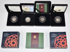 Four Royal Mint silver proof 50p coins to include 'The Shape of Revolution', all cased with