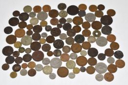 A mixed collection of coinage, overseas 18thC onwards and UK Elizabeth I onwards, includes small