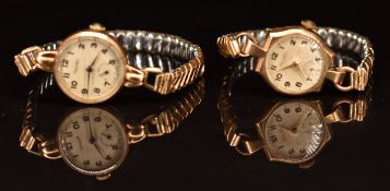 Two Rotary 9ct gold ladies wristwatches, both with subsidiary seconds dials and Arabic numerals,