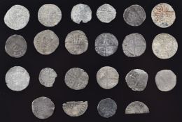 Twenty one various Edward / John hammered silver pennies