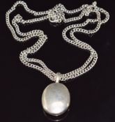 Victorian silver locket on silver watch chain/ guard chain, 64g