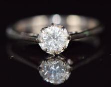 An 18ct white gold and platinum ring set with a diamond of approximately 0.5ct, 2.5g, size M