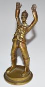 Trench art brass figure of a soldier, H11cm