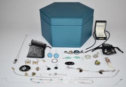 A collection of silver jewellery including ring, earrings, brooches, silver bracelet by Paloma