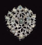 Georgian brooch set with rose cut foiled paste, 12.7g, 3.8 x 3.5cm