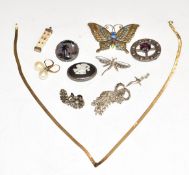 A collection of silver jewellery including filigree butterfly brooch, Robert Allison Scottish silver