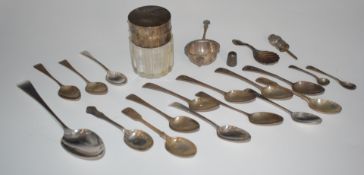 Georgian and later hallmarked silver cutlery including a set of six bright cut Bateman teaspoons,