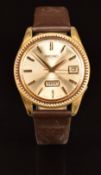 Seiko gentleman's automatic wristwatch ref. 6206-8110 with day and date apertures, gold dauphine