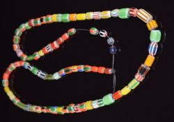 Venetian glass necklace made of eighty eight 19thC Venetian three, four, five & six layered