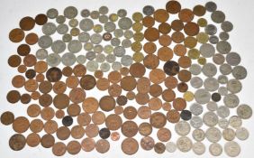 Approximately 214g of pre 1947 UK silver coins, together with a small quantity of UK and overseas