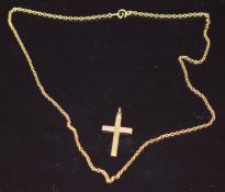 A 9ct gold chain and cross pendant, 3.7g
