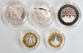 Royal Mint 2015 UK silver proof commemorative coin set comprising five coins for Winston
