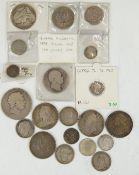 Approximately 160g of Georgian, Victorian, William IV and other silver coinage, includes George II