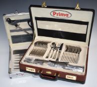 Two sets of Prima cutlery both in briefcase/flight style cases, one a twelve place setting canteen