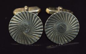 A pair of yellow metal cufflinks, marked 333 with cut out decoration, 10.9g