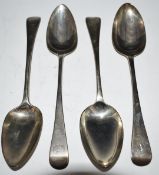 Two pairs of Georgian/William IV hallmarked silver Old English pattern table spoons, London 1805,