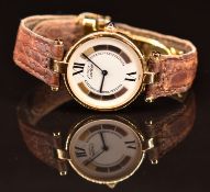 Must de Cartier Vermeil silver gilt ladies wristwatch ref. 1861 with blued hands, black Roman