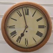 19th or early 20thC mahogany cased dial clock with single train movement, overall diameter 38cm