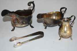 Hallmarked silver sauce boat, Birmingham 1919, maker Edward Barnard & Sons Ltd and a Victorian