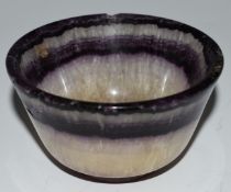 A carved/turned bluejohn bowl, H6 x diameter 9.5cm