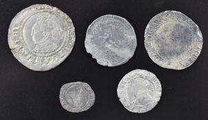 Elizabeth I 1569 hammered silver sixpence, together with two half groats and London penny, and a