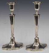 Pair of Walker & Hall George V hallmarked silver candlesticks, Sheffield 1920, height 29.5cm