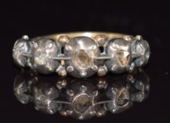 Georgian gold and silver ring set with five diamonds, 3.7g, size O