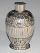 Dutch silver tea caddy with embossed decoration and Netherlands silver marks for both pre 1814 and