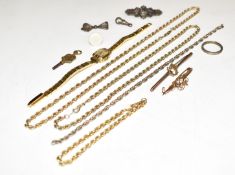 Silver eternity ring, silver brooch, two 9ct gold brooches, 3.4g, etc