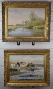 Bernard Shaw pair of oil on canvas landscapes, 'Mudeford 1980' (Dorset) and 'River Test 1979',