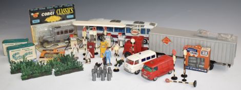 A collection of Corgi Toys, Dinky Toys and similar diecast model vehicles and accessories