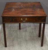 19thC mahogany fold over card table, width 82cm