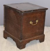 19thC oak cellarette with lift out liner and brass drop handles, raised on bracket feet, W39 x D38 x