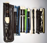 Ten recorders by Aulos and Yamaha including a Rahma Soprano no2 baroque, Soprano E, a large model no