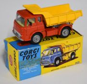 Corgi Toys diecast model Bedford Tipper with red body and yellow tipper and hubs, 494, in original