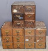 Three collector's or shop fitting interest sets of six drawers, larger W39 x D40 x H40cm
