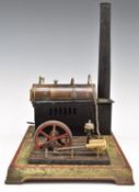 Stationary live steam engine with with oscillating cylinder, governor and sight glass