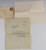 H G Wells signed autograph letter, with original envelope addressed to Mrs Perry, 3 Park Hill,