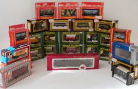 Thirty Hornby, Replica Railways, Dapol, Graham Farish and Lima 00 gauge model railway wagons, vans