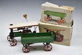 Mamod live steam Traction Engine TE1A and trailer, both in original boxes.