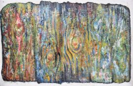 Ken Leech (1915-1990) retro/mid century abstract heavy oil on board titled and signed verso '