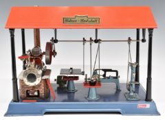 Wilesco model D141 live steam powered workshop with D14 overtype steam engine with line shaft,