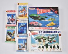 Seven Matchbox and Imai Thunderbirds model kits including Rescue Pack and TB-2 & Full Container Set,