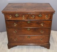 Antique oak chest of two over three drawers, W 97 x D58 x H89cm