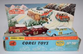 Corgi Toys diecast model Gift Set 38 Rallye Monte-Carlo with BMC Mini Cooper 'S', Rover 2000 and