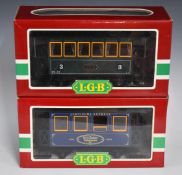 Two Lehmann Gross Bahn (LGB) G gauge model railway coaches 1984 and 3040, both in original boxes.